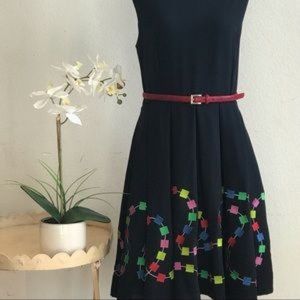 ModCloth Dress Midi Navy knee length, SZ L